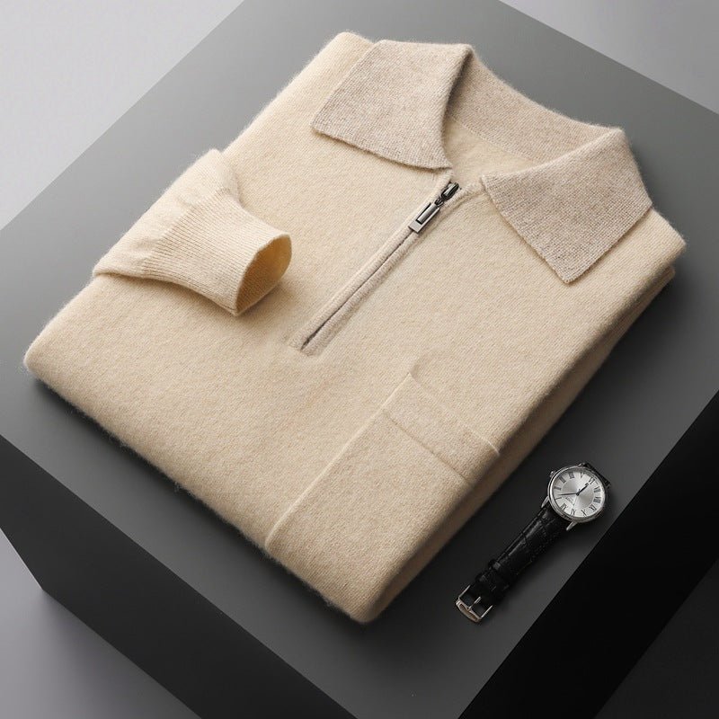PURE CASHMERE QUARTER-ZIP HERITAGE POLO