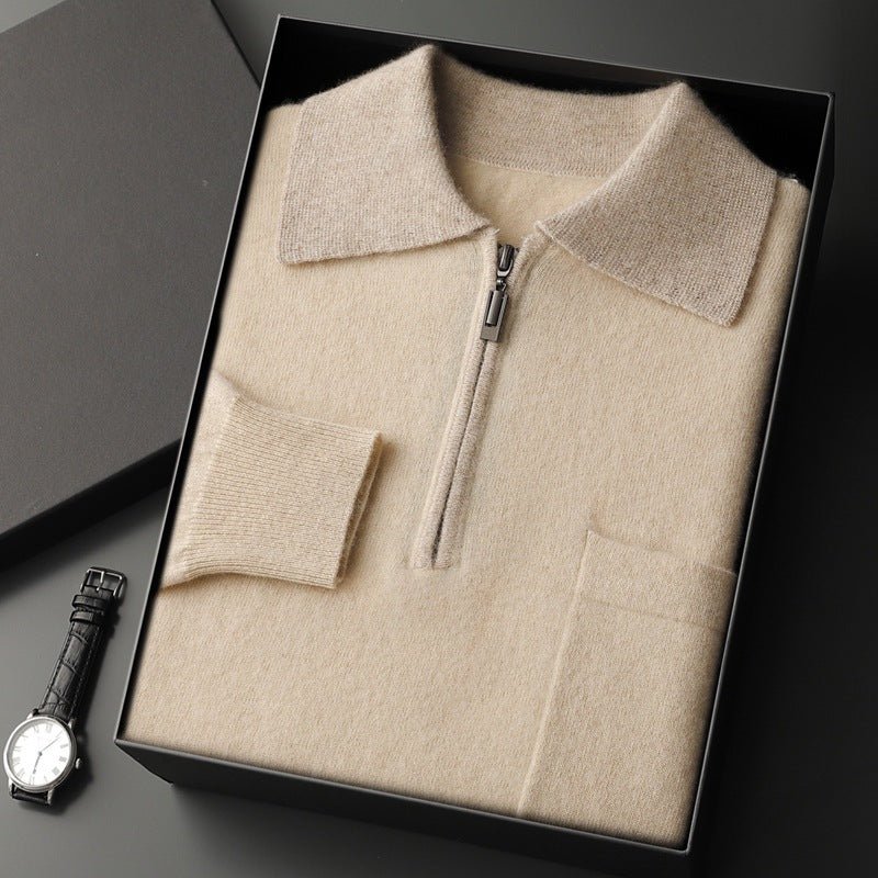 PURE CASHMERE QUARTER-ZIP HERITAGE POLO