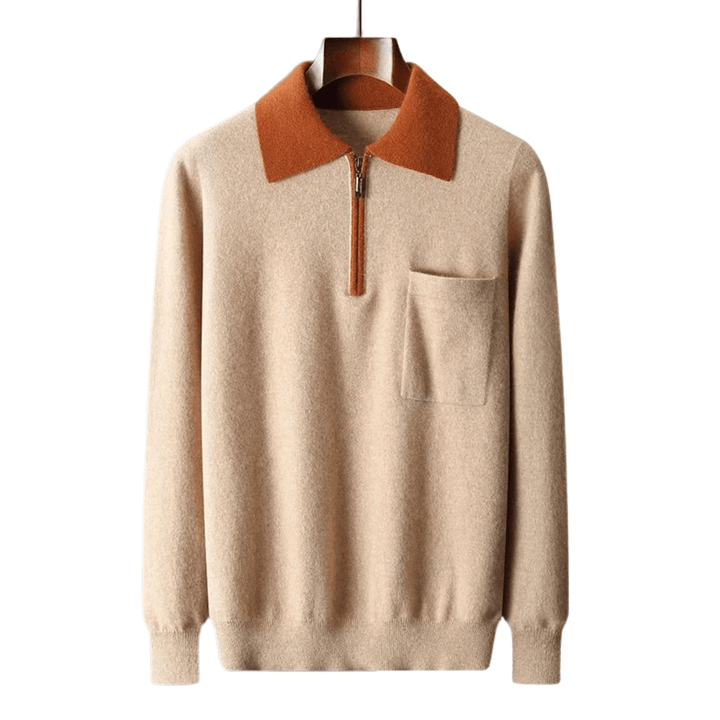 PURE CASHMERE QUARTER-ZIP HERITAGE POLO
