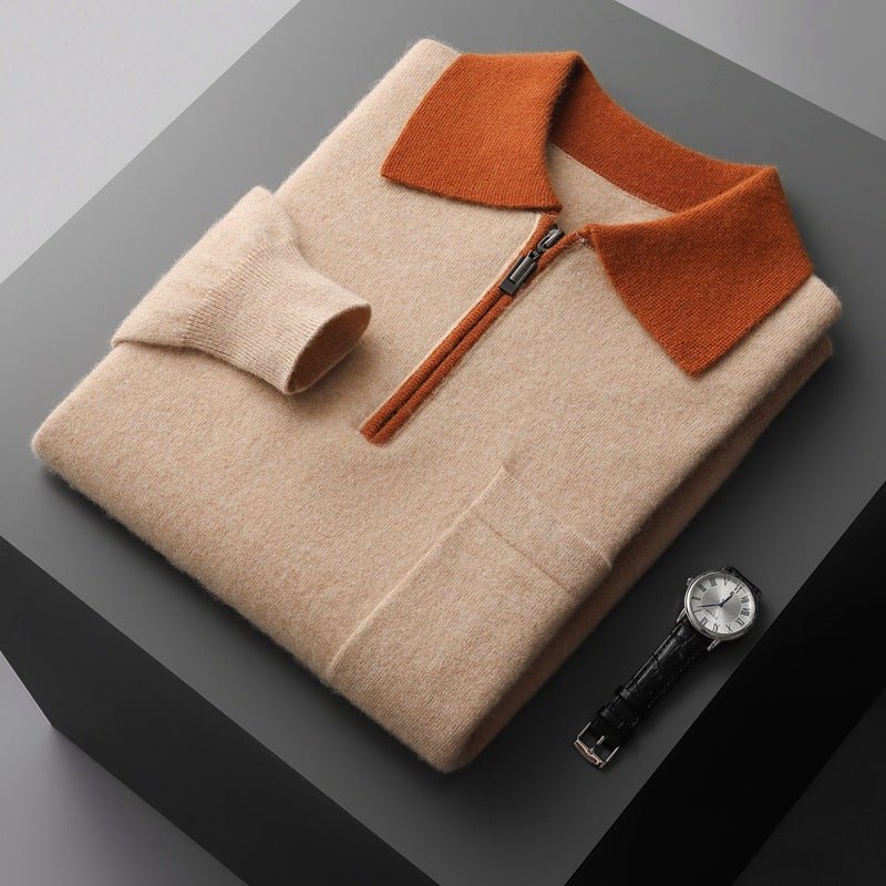 PURE CASHMERE QUARTER-ZIP HERITAGE POLO