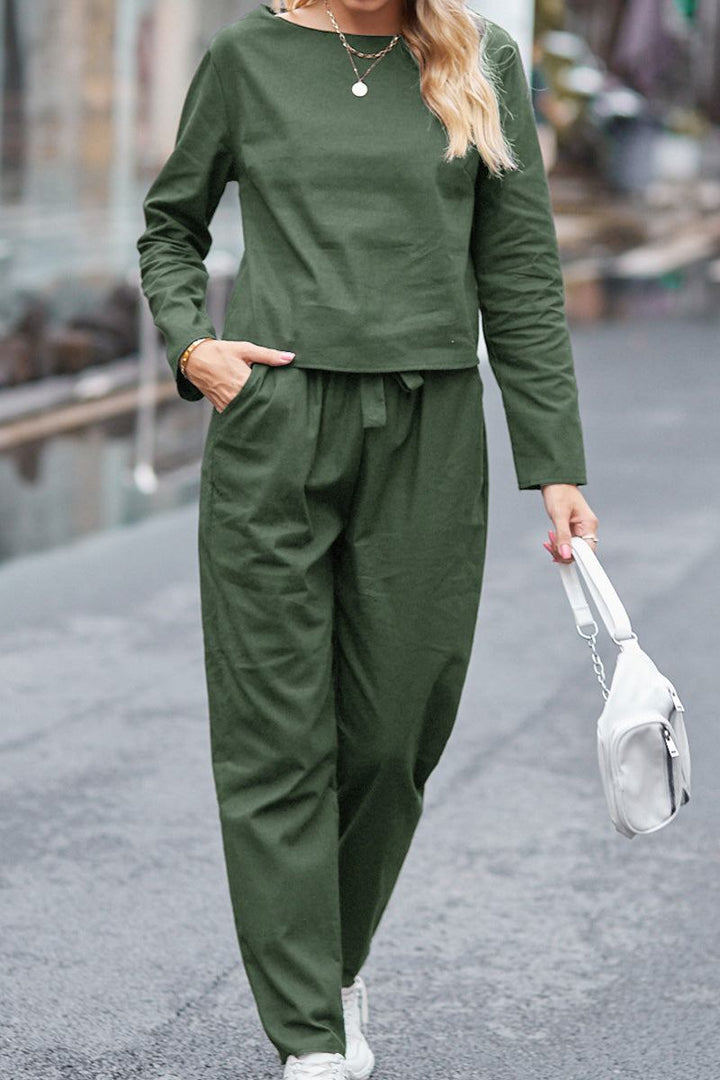 100% Cotton Linen Monochrome 2 Piece Set army green image 2 