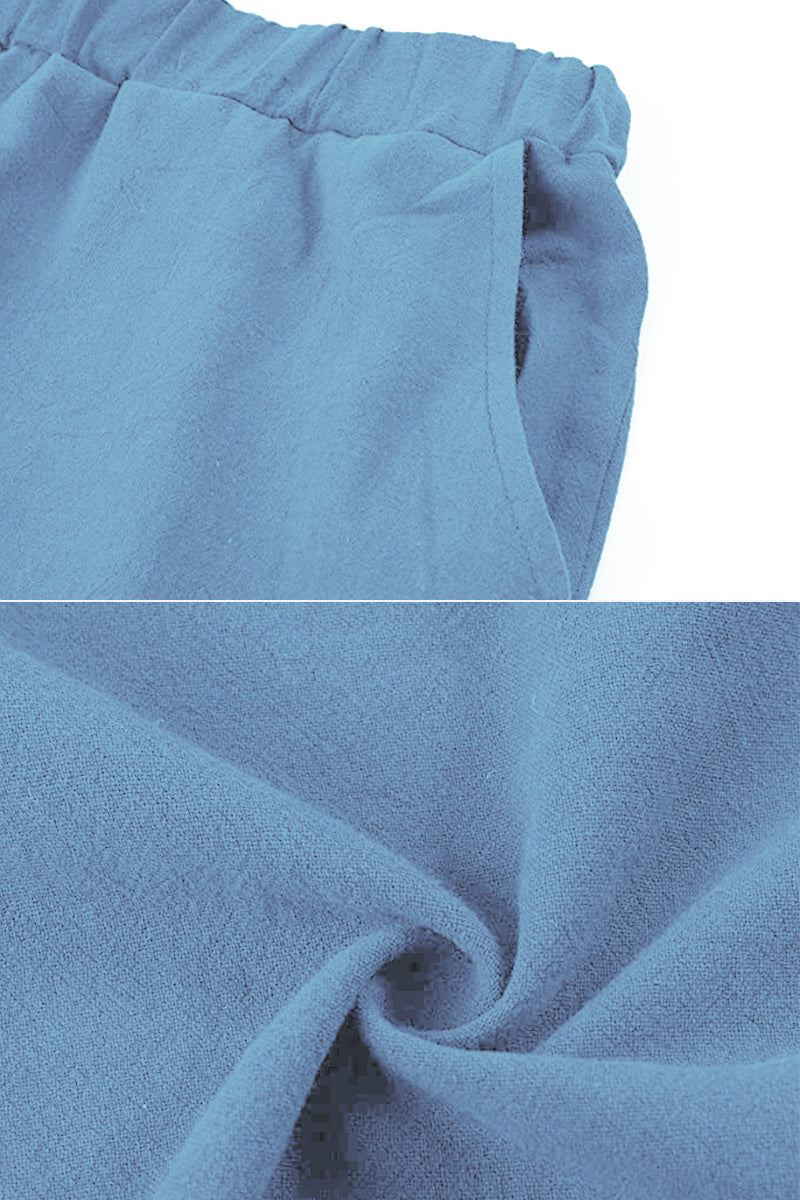 100% Cotton Linen Monochrome 2 Piece Set lightblue image 3 