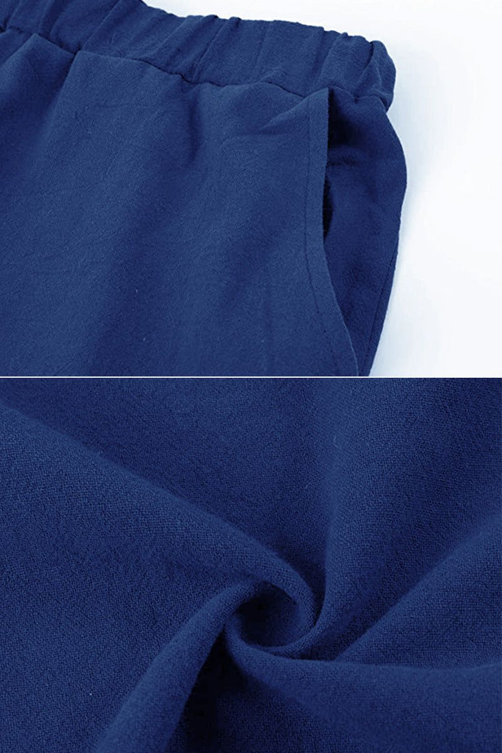 100% Cotton Linen Monochrome 2 Piece Set royal blue image 3 