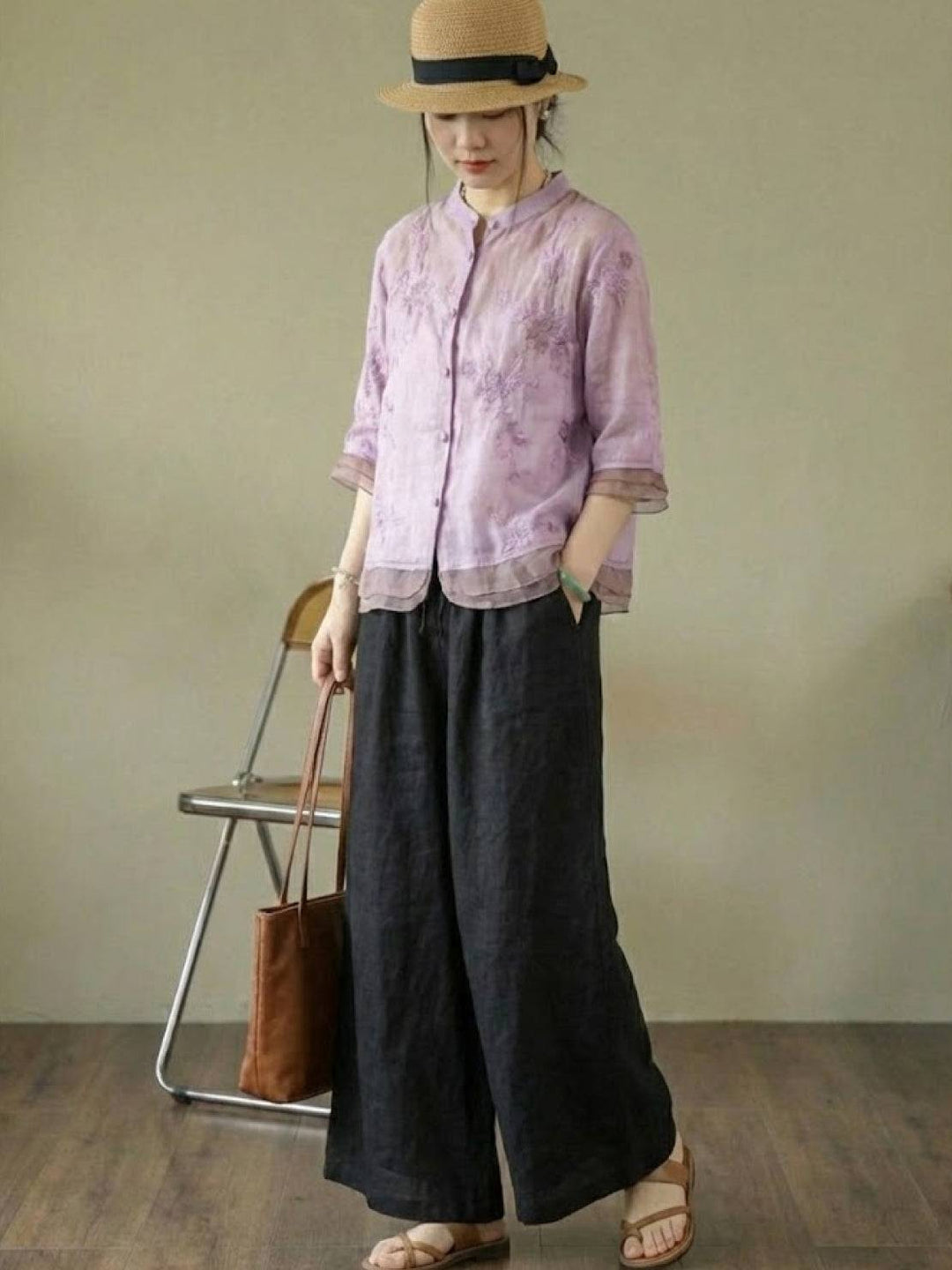 100% Cotton Linen Tuscany Rise 2 Piece Set purple image 2 