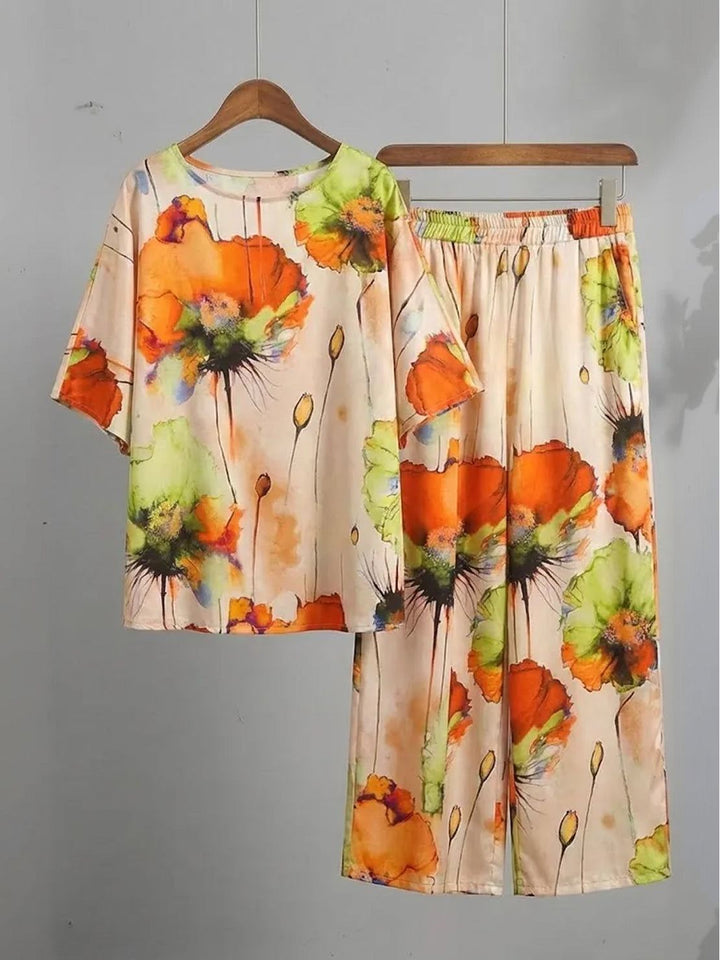 Plus Size Vibrant Floral Matching Set orange image 5 
