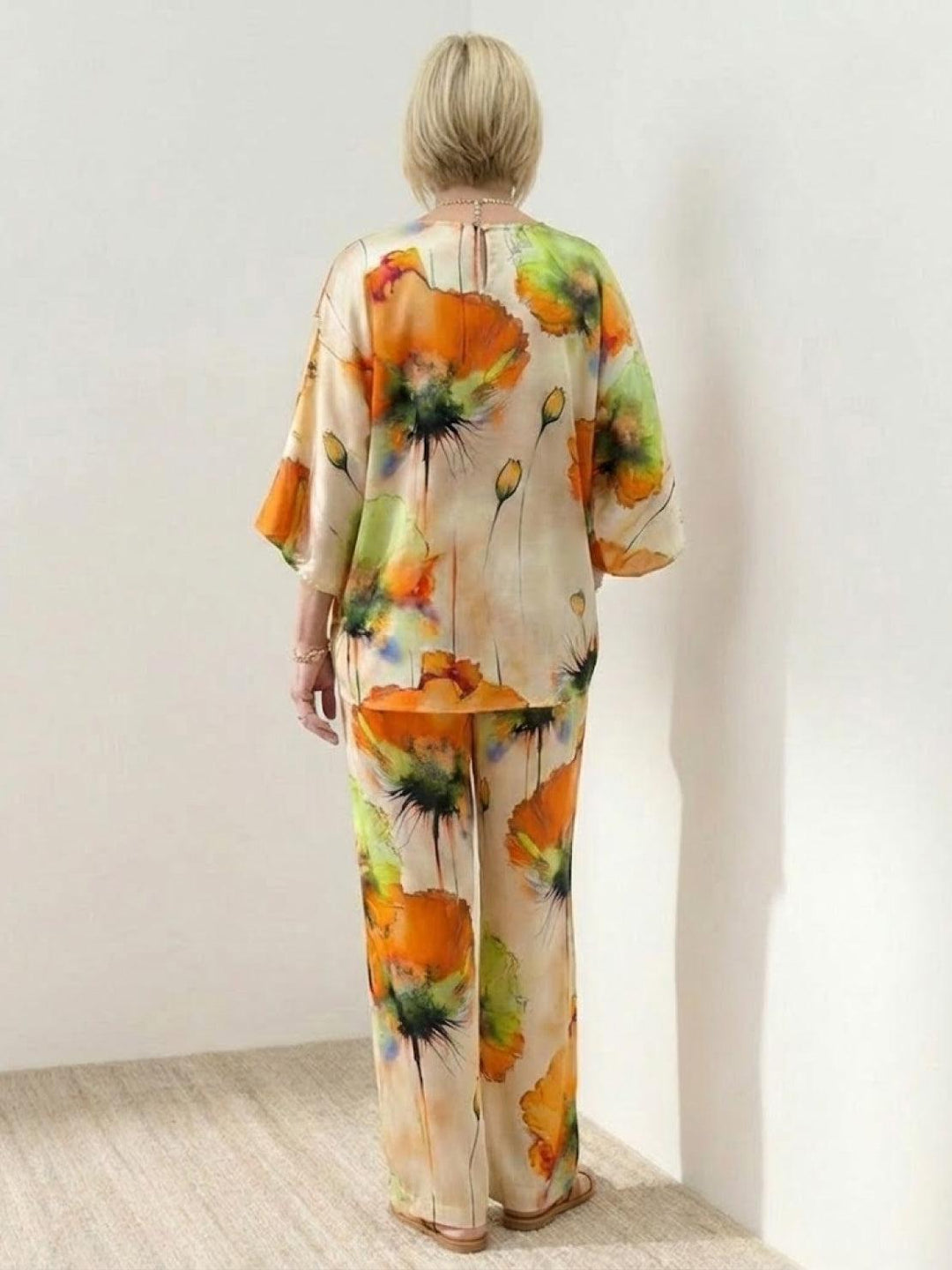 Plus Size Vibrant Floral Matching Set orange image 6 
