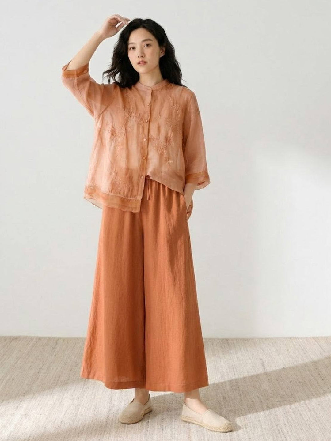 100% Cotton Linen Tuscany Rise 2 Piece Set orange image 1 