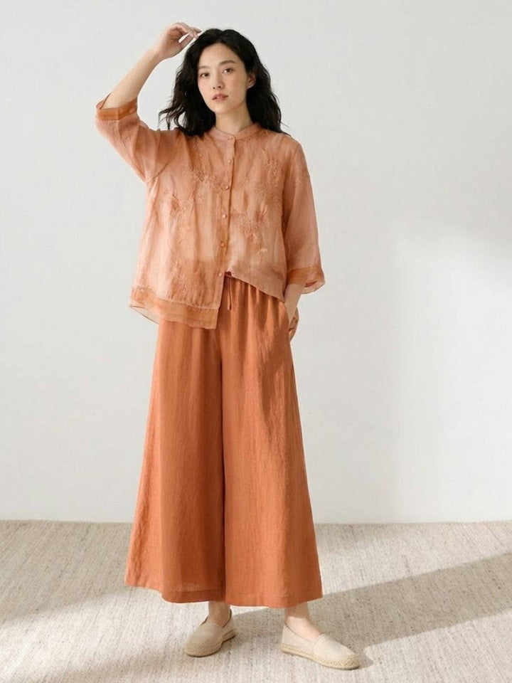 100% Cotton Linen Tuscany Rise 2 Piece Set orange image 1 
