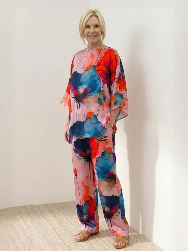 Plus Size Vibrant Floral Matching Set pink image 1 