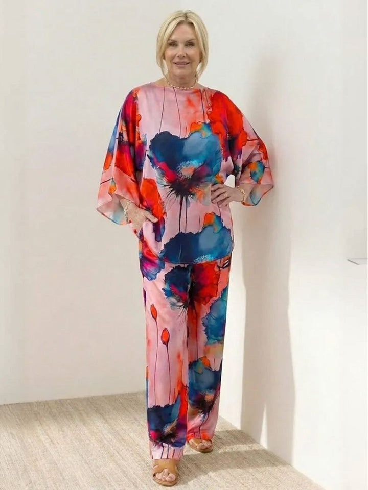 Plus Size Vibrant Floral Matching Set pink image 2 