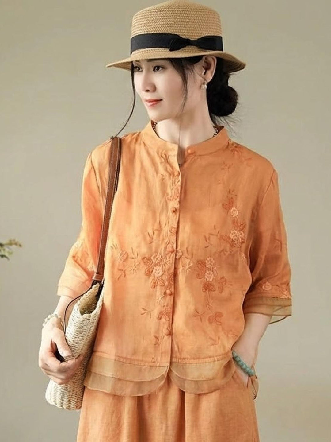 100% Cotton Linen Tuscany Rise 2 Piece Set orange image 4 