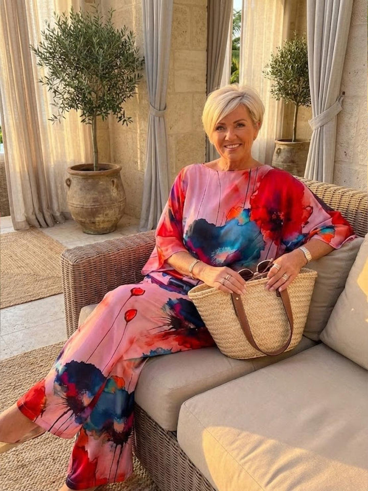 Plus Size Vibrant Floral Matching Set pink image 4 