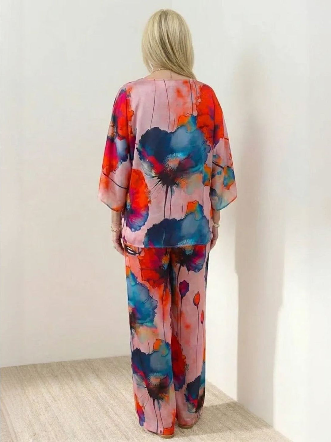 Plus Size Vibrant Floral Matching Set pink image 6 