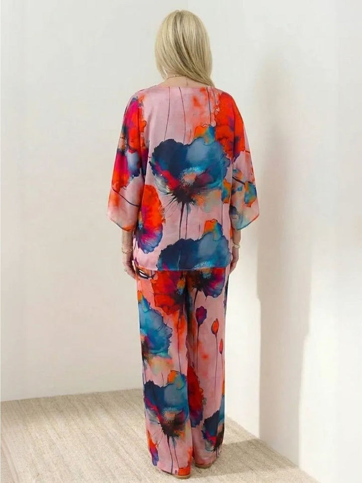 Plus Size Vibrant Floral Matching Set pink image 6 
