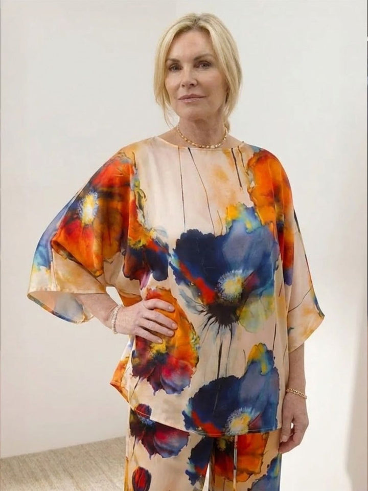 Plus Size Vibrant Floral Matching Set blue image 2 