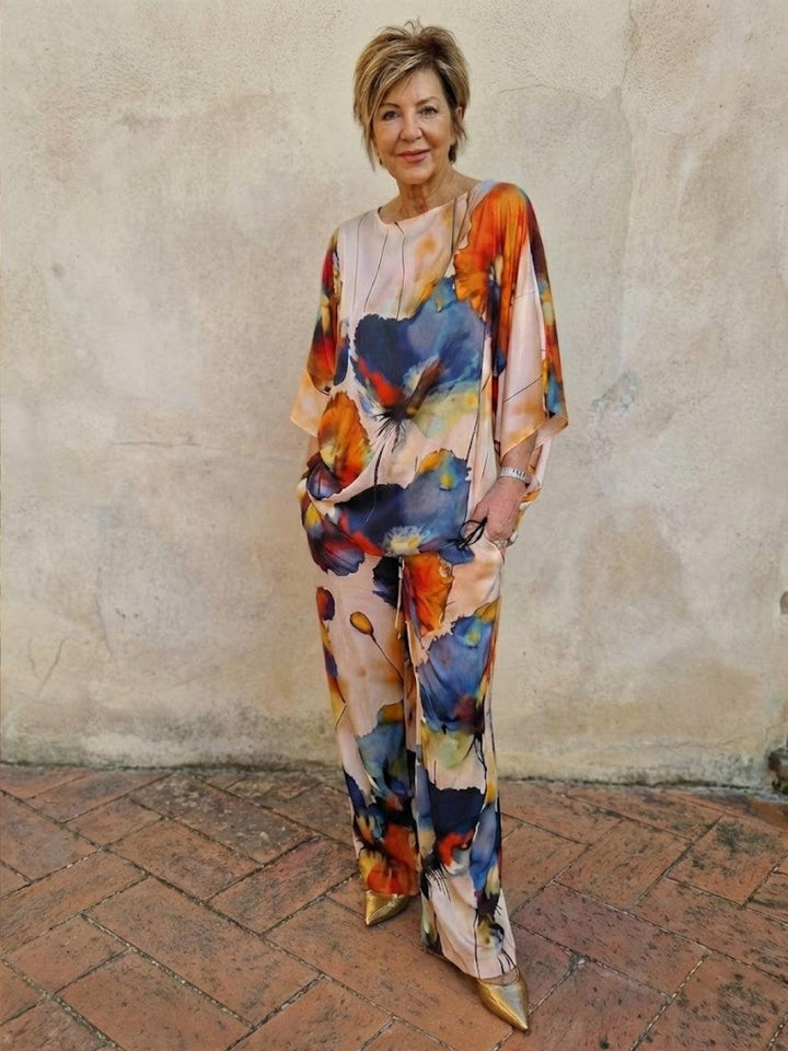 Plus Size Vibrant Floral Matching Set blue image 4 