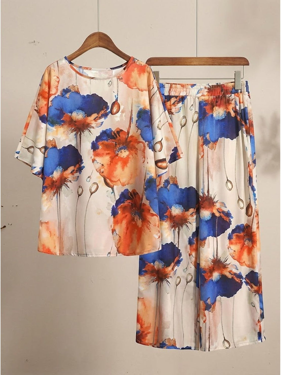 Plus Size Vibrant Floral Matching Set blue image 5 