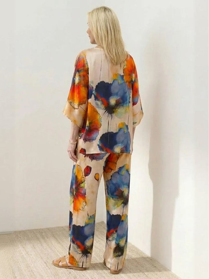 Plus Size Vibrant Floral Matching Set blue image 6 