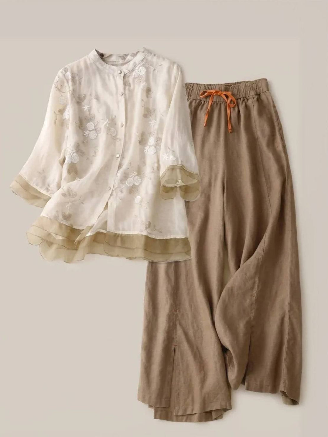 100% Cotton Linen Tuscany Rise 2 Piece Set brown image 5 