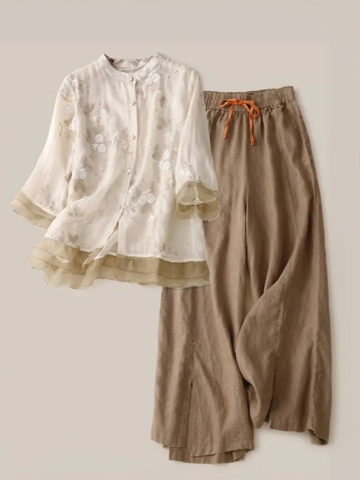 100% Cotton Linen Tuscany Rise 2 Piece Set brown image 5 