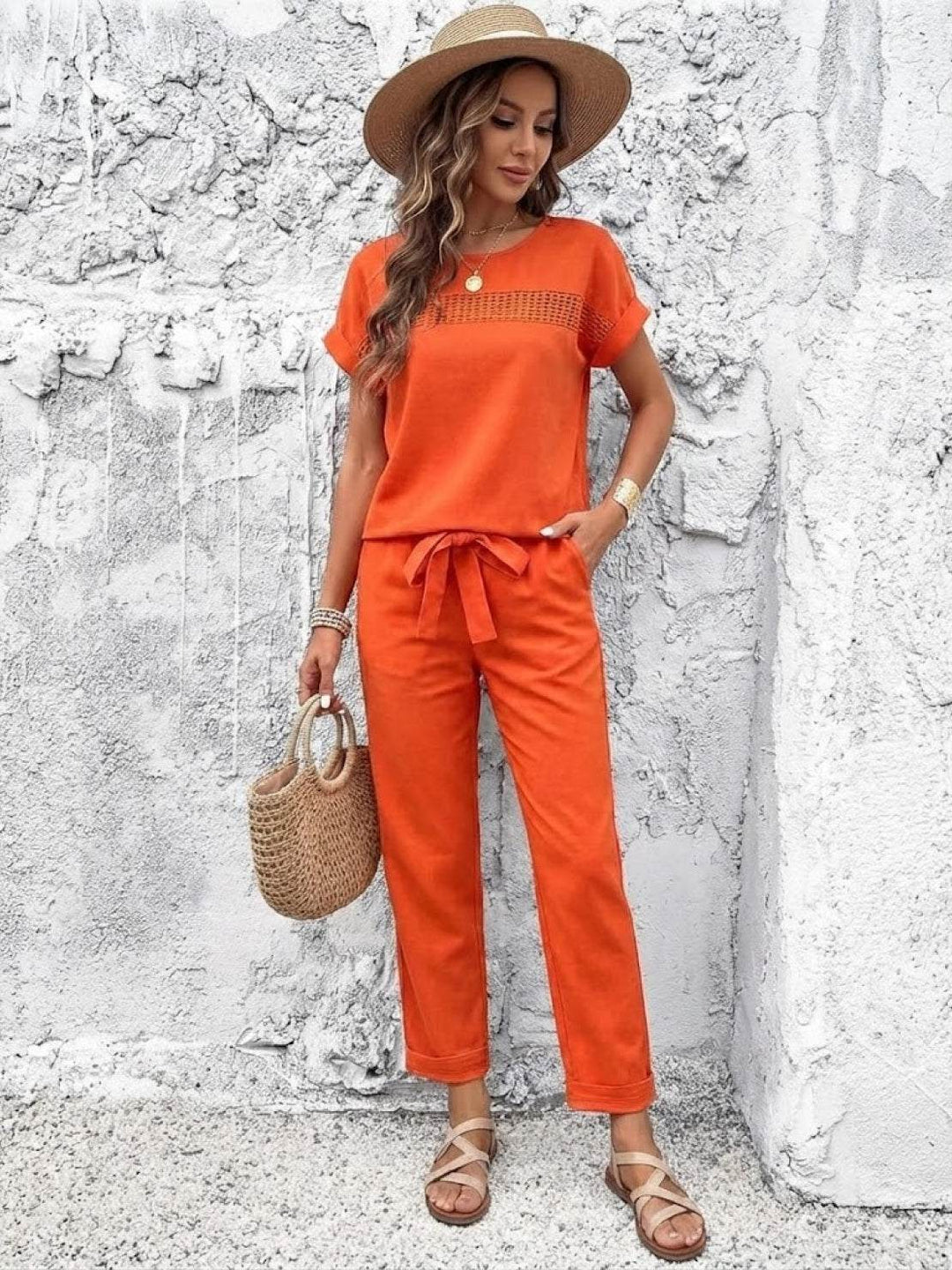 100% Cotton Total Comfort Two-Piece Set orange image 4 