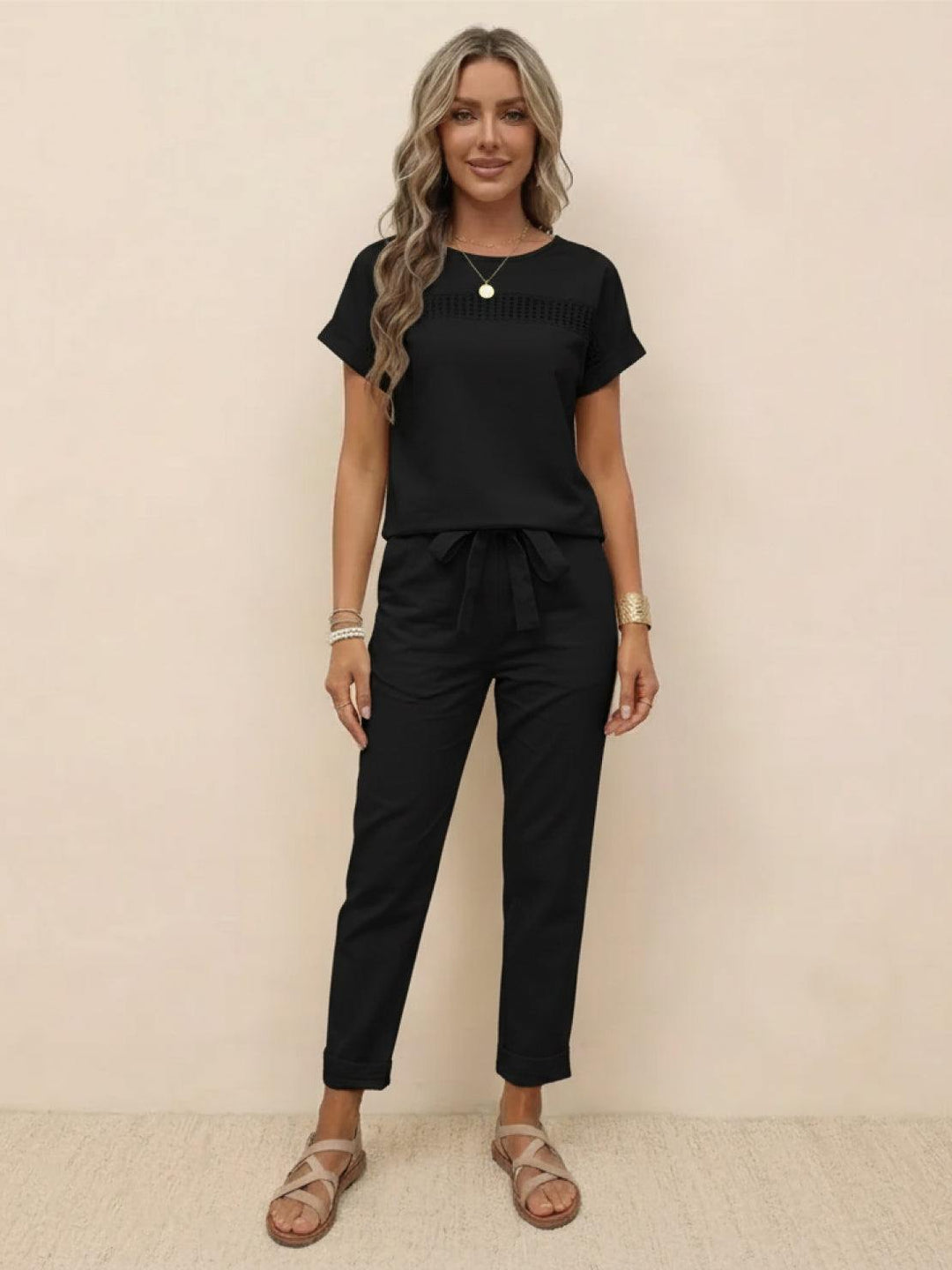 100% Cotton Total Comfort Two-Piece Set black image 1 