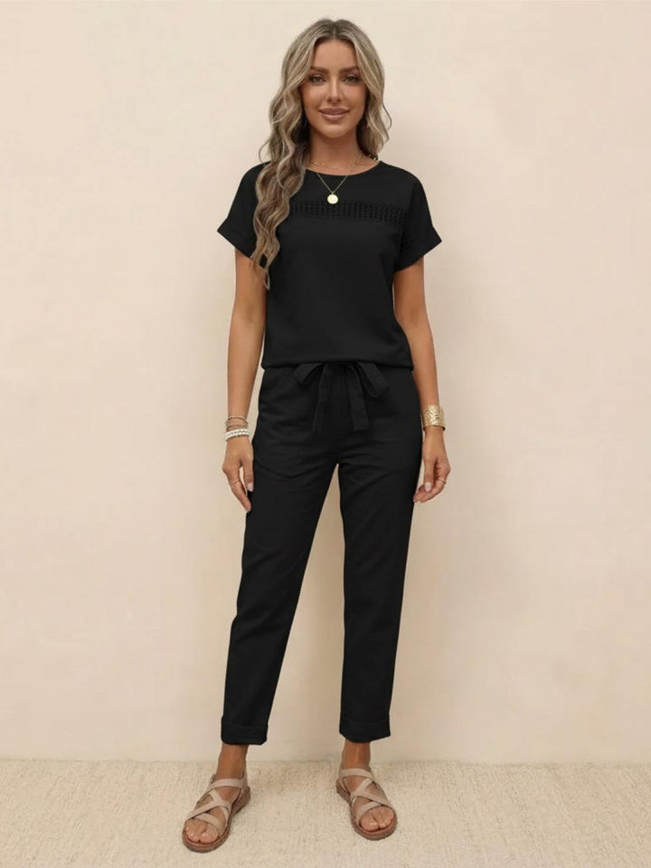 100% Cotton Total Comfort Two-Piece Set black image 1 