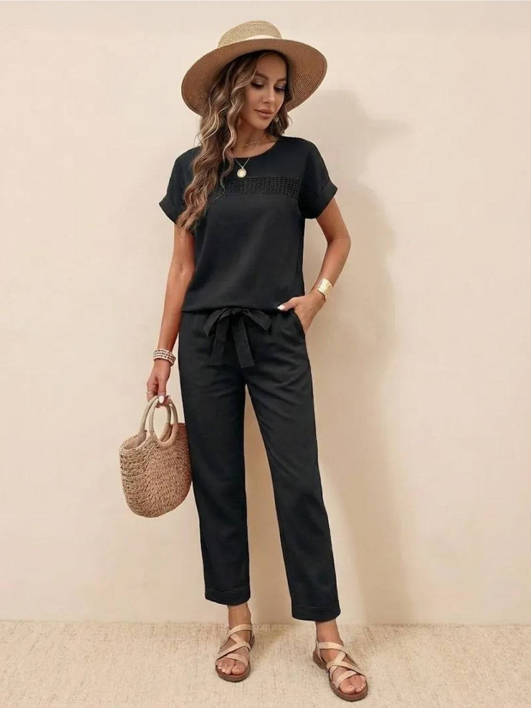 100% Cotton Total Comfort Two-Piece Set black image 2 