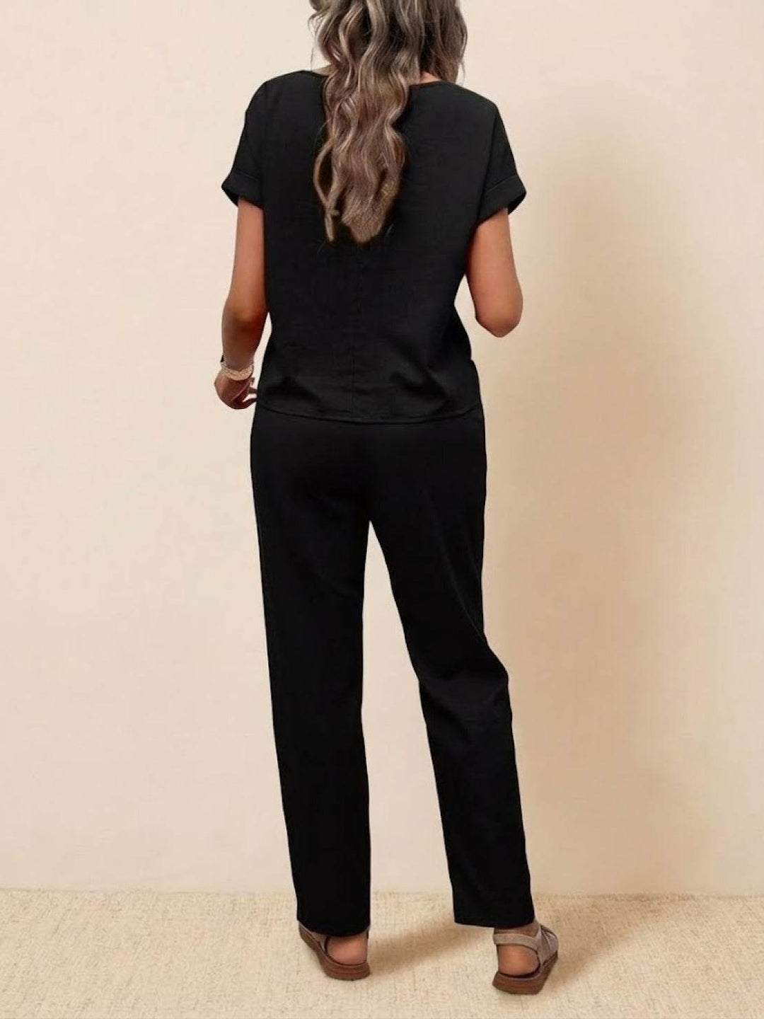 100% Cotton Total Comfort Two-Piece Set black image 3 