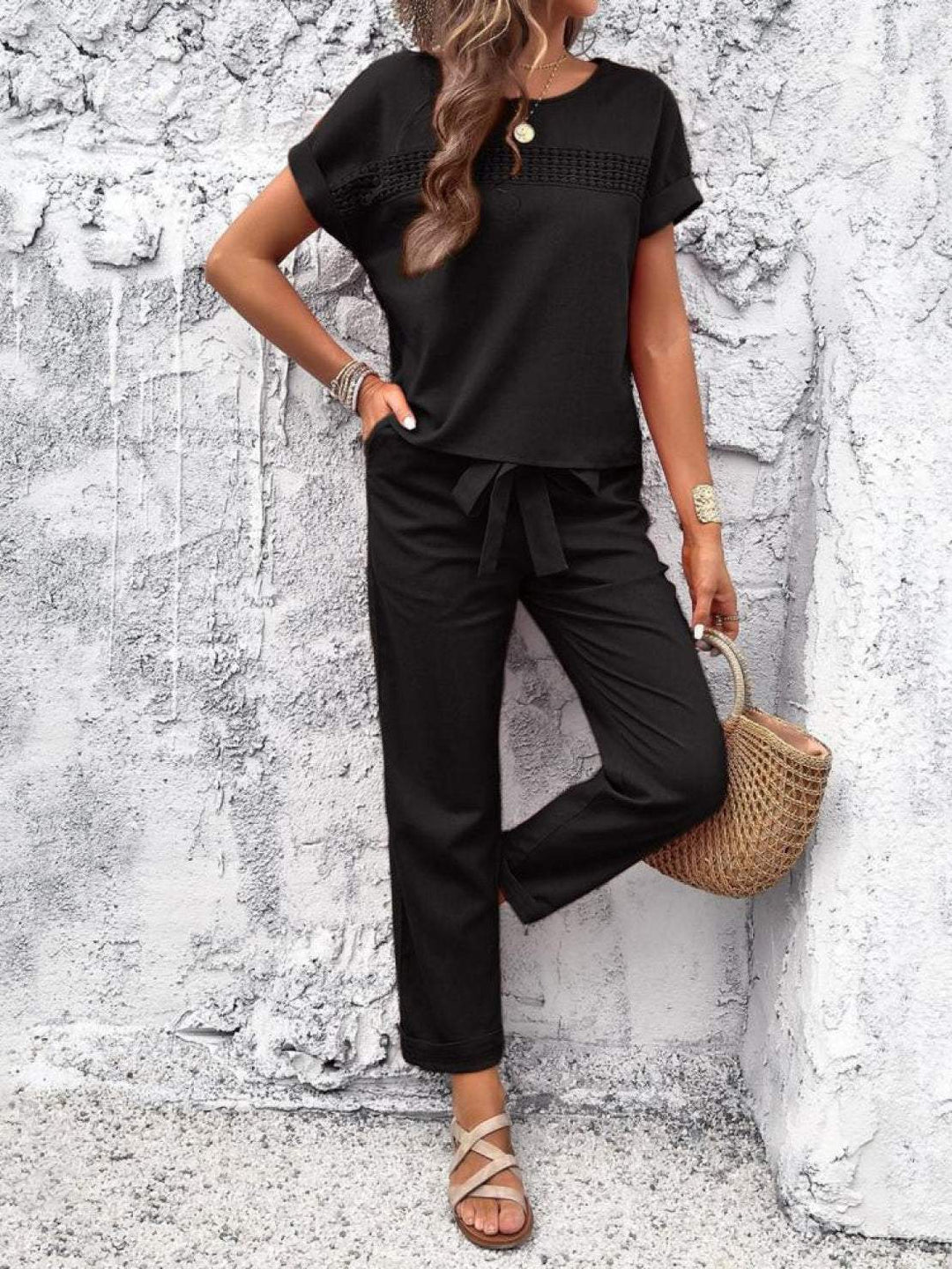 100% Cotton Total Comfort Two-Piece Set black image 4 