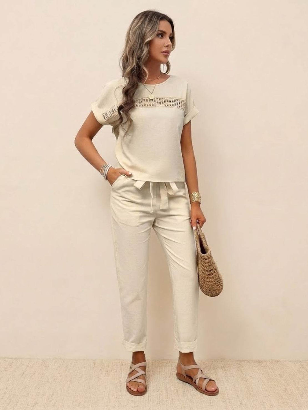 100% Cotton Total Comfort Two-Piece Set beige image 2 