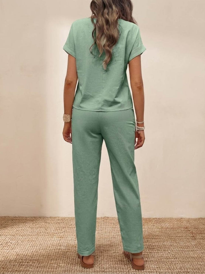 100% Cotton Total Comfort Two-Piece Set mint green image 3 