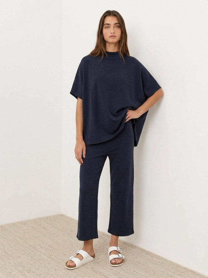 Cotton-Blend Capelet Lounge Set navy blue image 1 