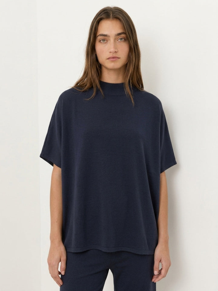 Cotton-Blend Capelet Lounge Set navy blue image 4 