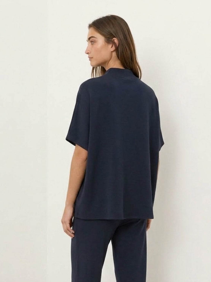 Cotton-Blend Capelet Lounge Set navy blue image 3 