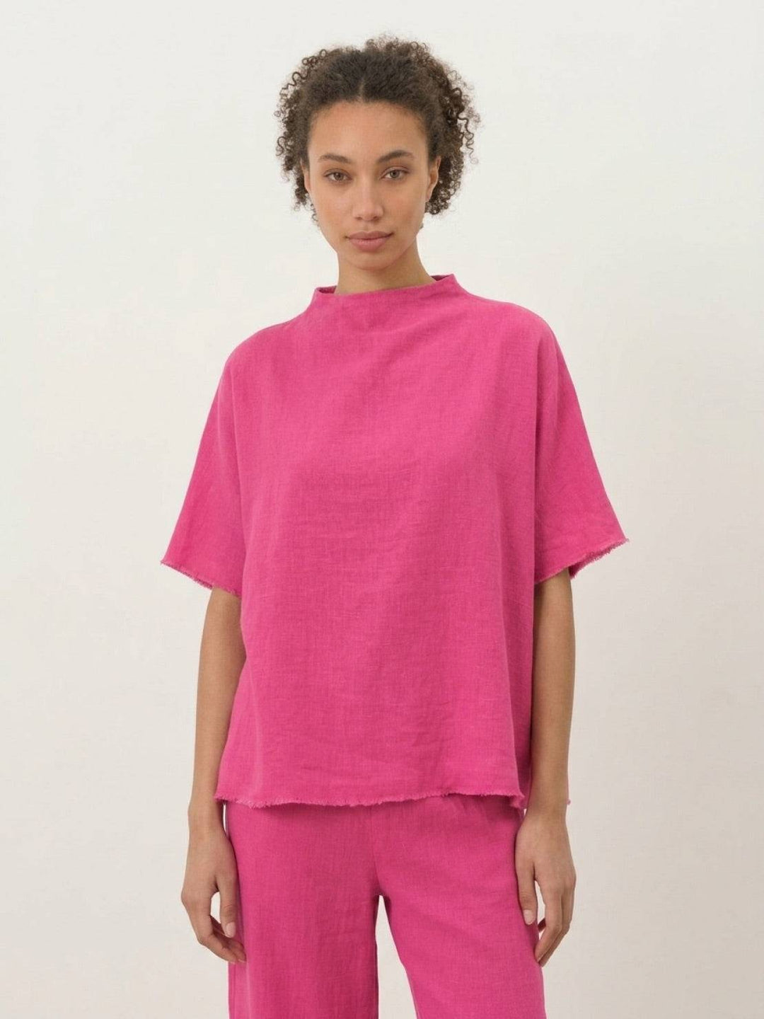 Cotton-Blend Capelet Lounge Set hot pink image 4 