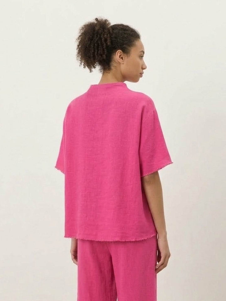 Cotton-Blend Capelet Lounge Set hot pink image 3 
