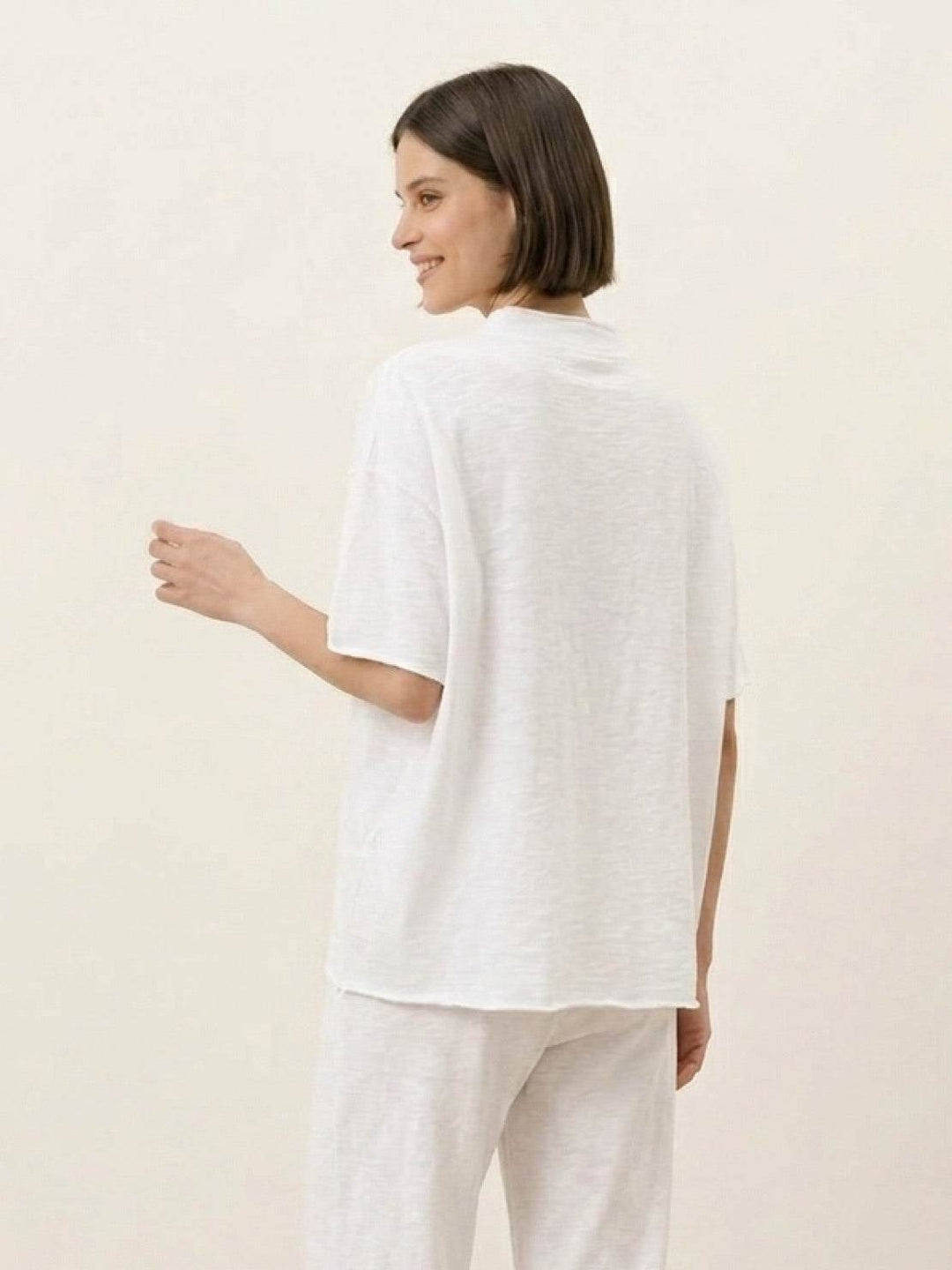 Cotton-Blend Capelet Lounge Set white image 3 