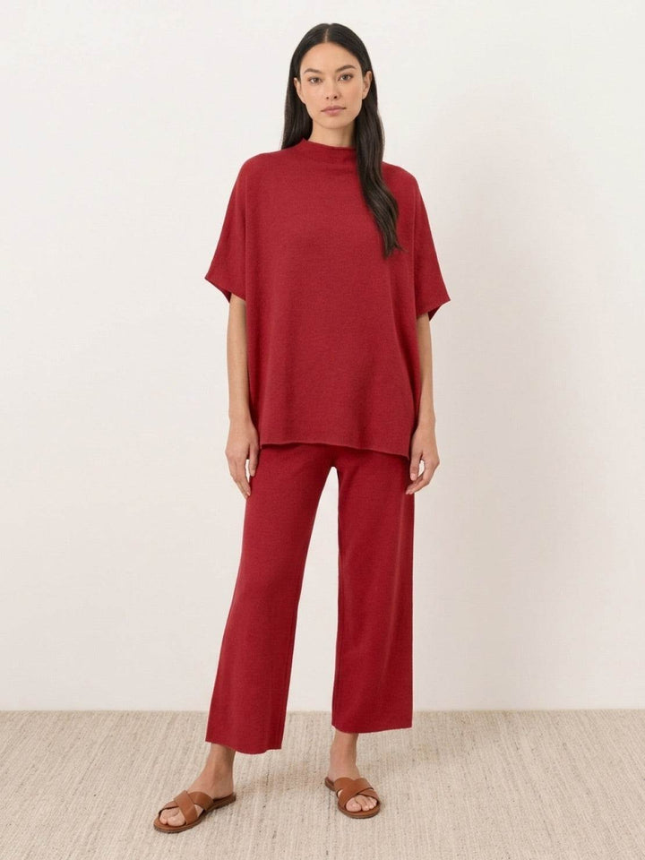 Cotton-Blend Capelet Lounge Set red image 1 