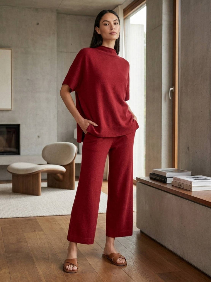 Cotton-Blend Capelet Lounge Set red image 2 