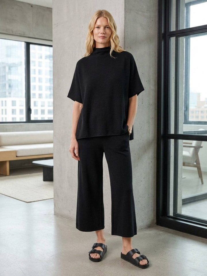Cotton-Blend Capelet Lounge Set black image 2 