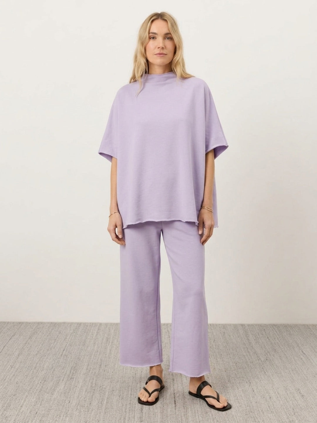 Cotton-Blend Capelet Lounge Set mauve image 1 