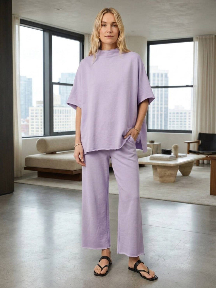 Cotton-Blend Capelet Lounge Set mauve image 2 