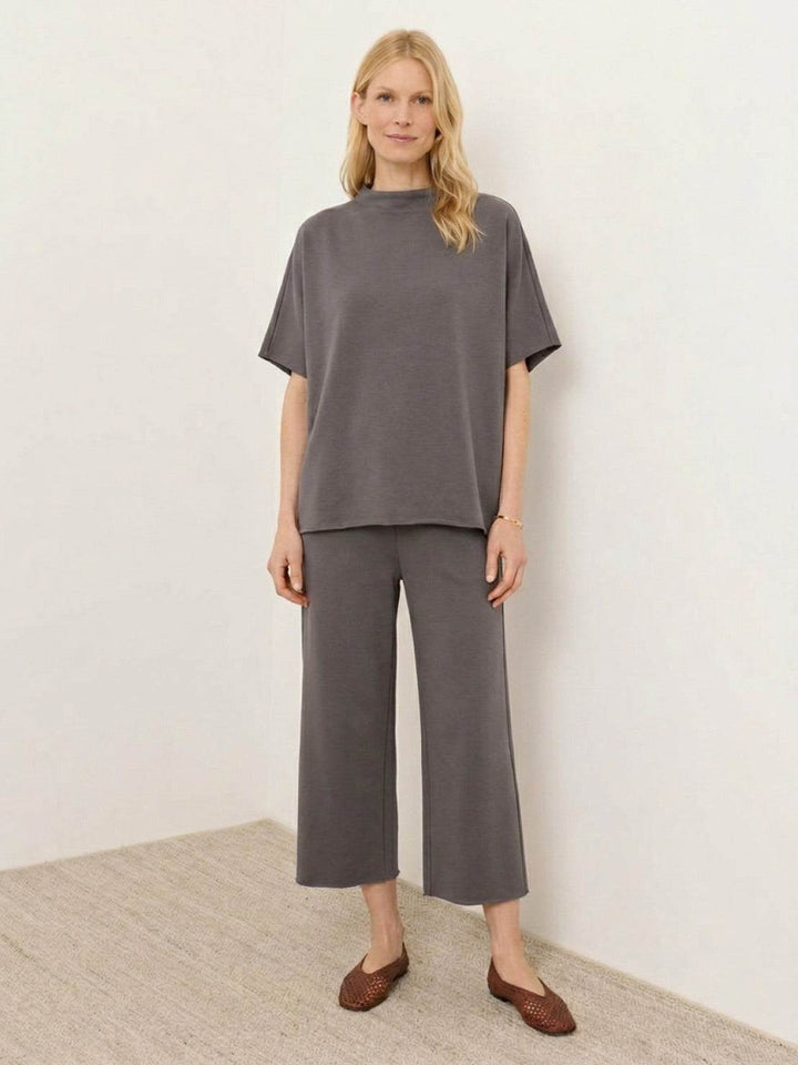 Cotton-Blend Capelet Lounge Set gray image 1 