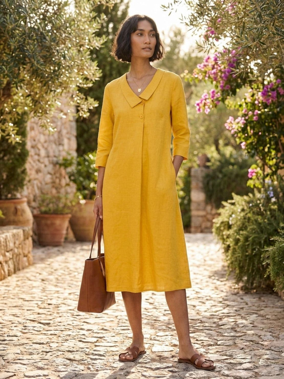 Classic Midi Dress yellow image 3 