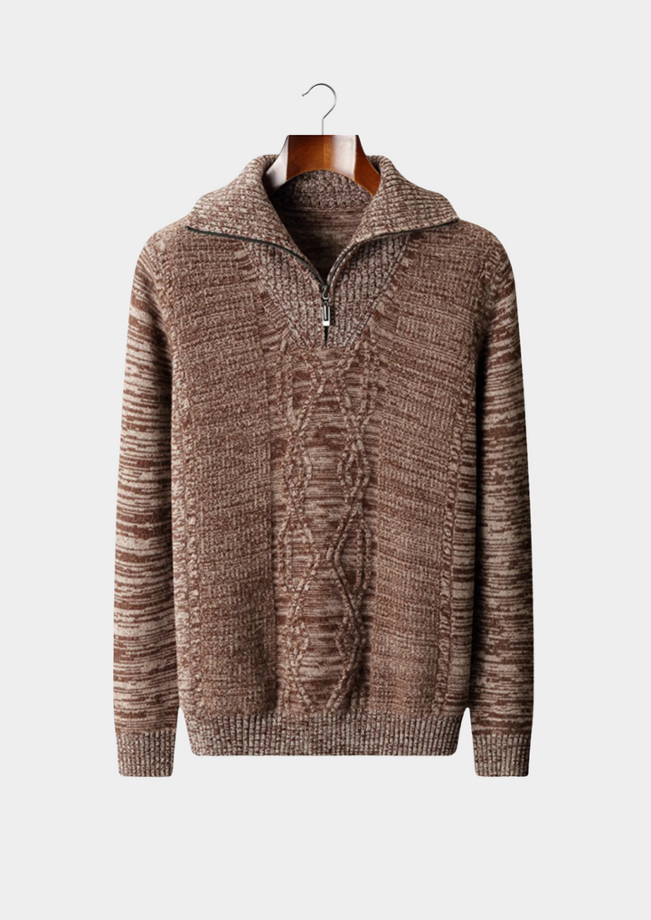 Pure Merino Textured Half-Zip brown image 1 #color_brown