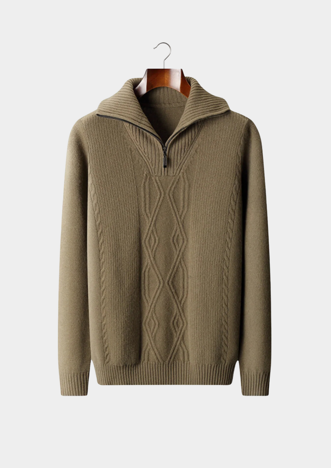 Pure Merino Textured Half-Zip olive image 1 #color_olive