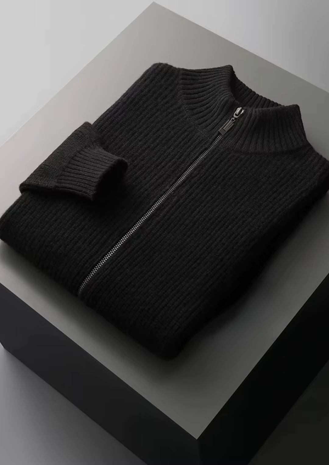 Pure Merino Ribbed Cardigan black image 1 #color_black