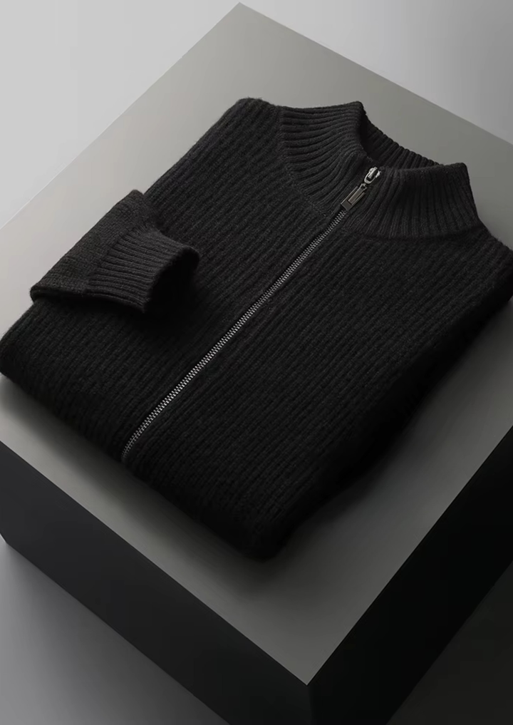 Pure Merino Ribbed Cardigan black image 1 #color_black