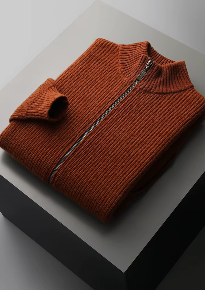 Pure Merino Ribbed Cardigan dark caramel image 1 #color_dark-caramel